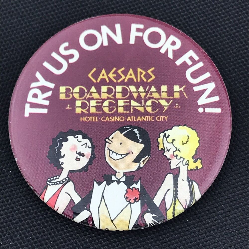 Caesars Boardwalk Regency Casino Pin Button Pin back Atlantic City Vintage